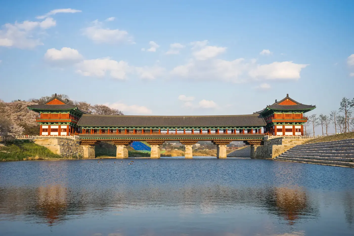 Gyeongju historic bridge and lake